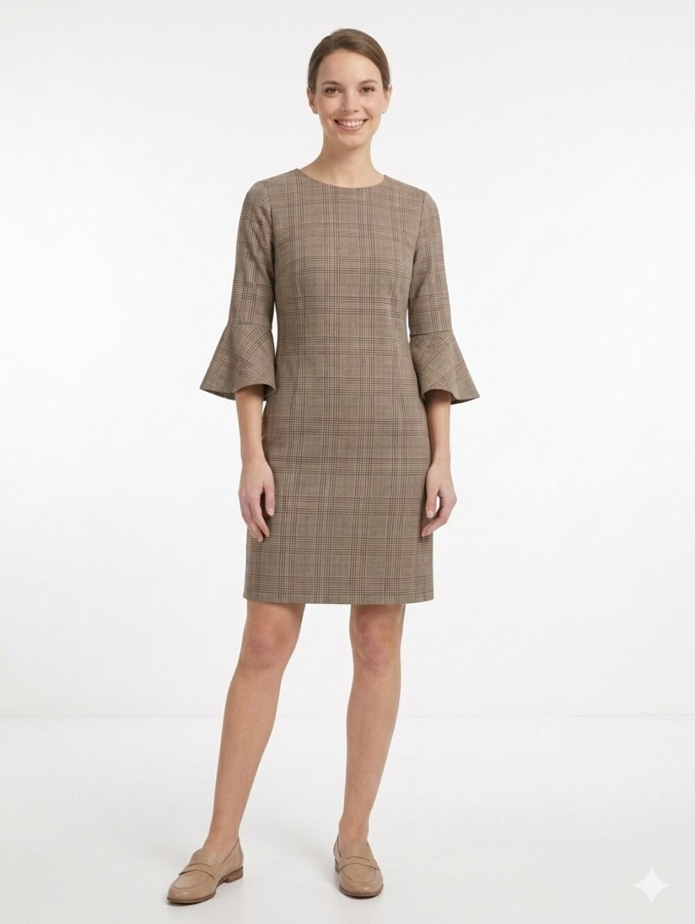 #159 Nwt SM Molly Bracken Glen Plaid Bell-Sleeve Day Dress P2p19 L35